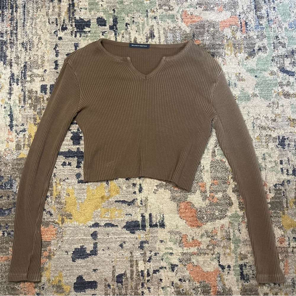 cropped brown brandy melville long sleeve